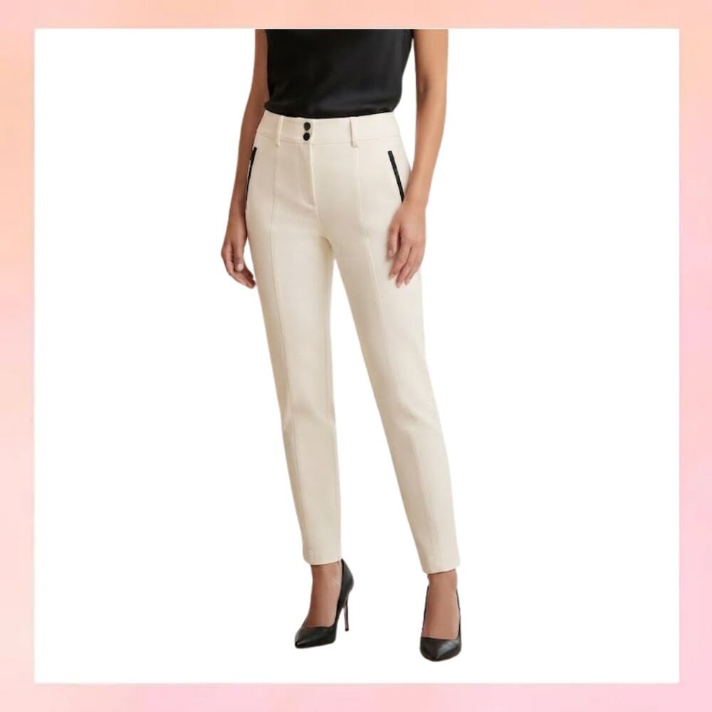 Talbots White Ankle Pants Size 8P Petite Zip Pocket Tailored Trousers